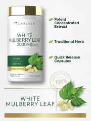 Mulberry Leaf Extract | 3000mg | 100 Capsules | Non-GMO | by Carlyle