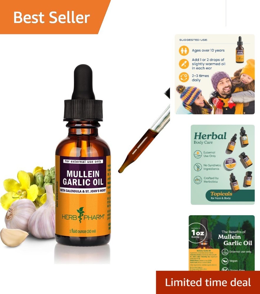 Holistic 1 oz Mullein Garlic Oil – Certified Organic & Wildcrafted Herbal Blend