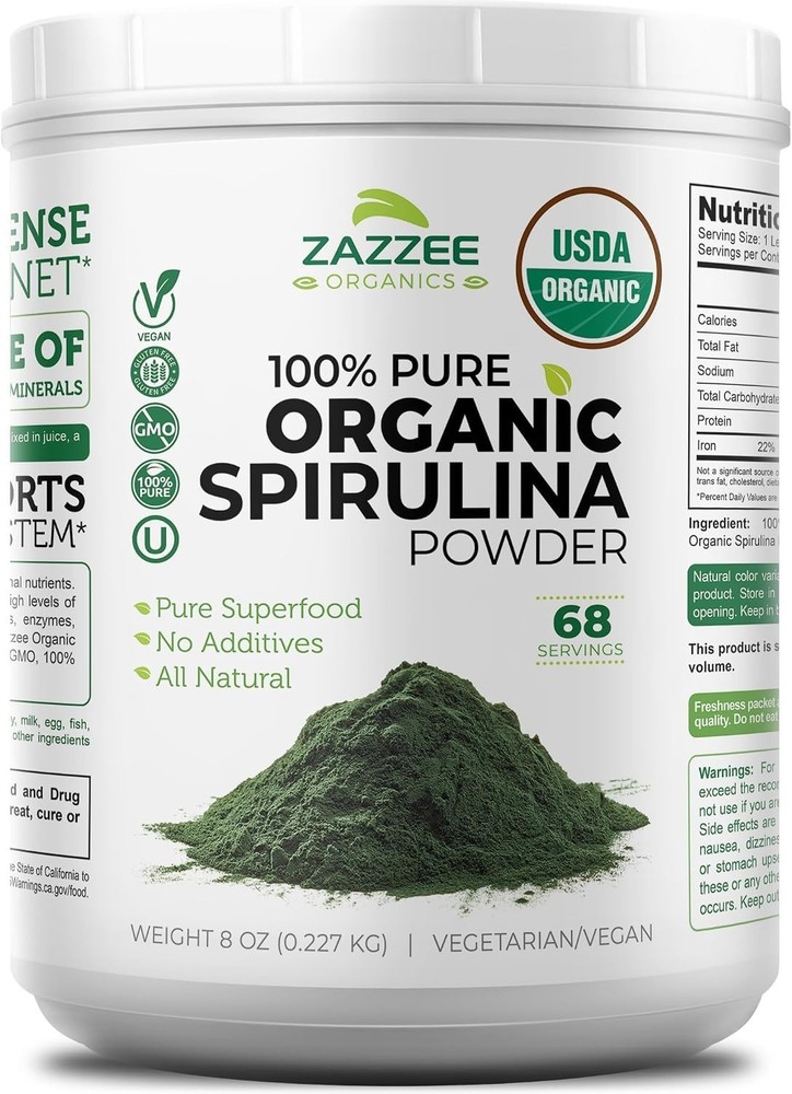 Pure Organic Spirulina Powder – 68 Servings for Energy & Immune Support