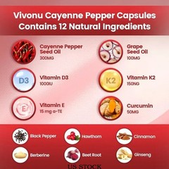 Cayenne Pepper Capsules Supplement Support Circulation & Vein Leg Softgels 240