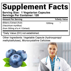 Bilberry Extract Rich in Anthocyanin and Flavonoids1200mg High Strength Eye Care