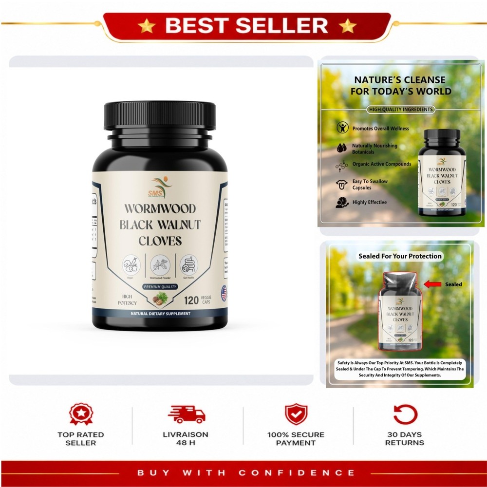 Wormwood Black Walnut Clove Capsules 120 Veggie Herbal Supplement