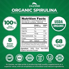 USDA Organic Spirulina Powder, 8 Ounces, 68 Servings, 100% Pure | Certified K…