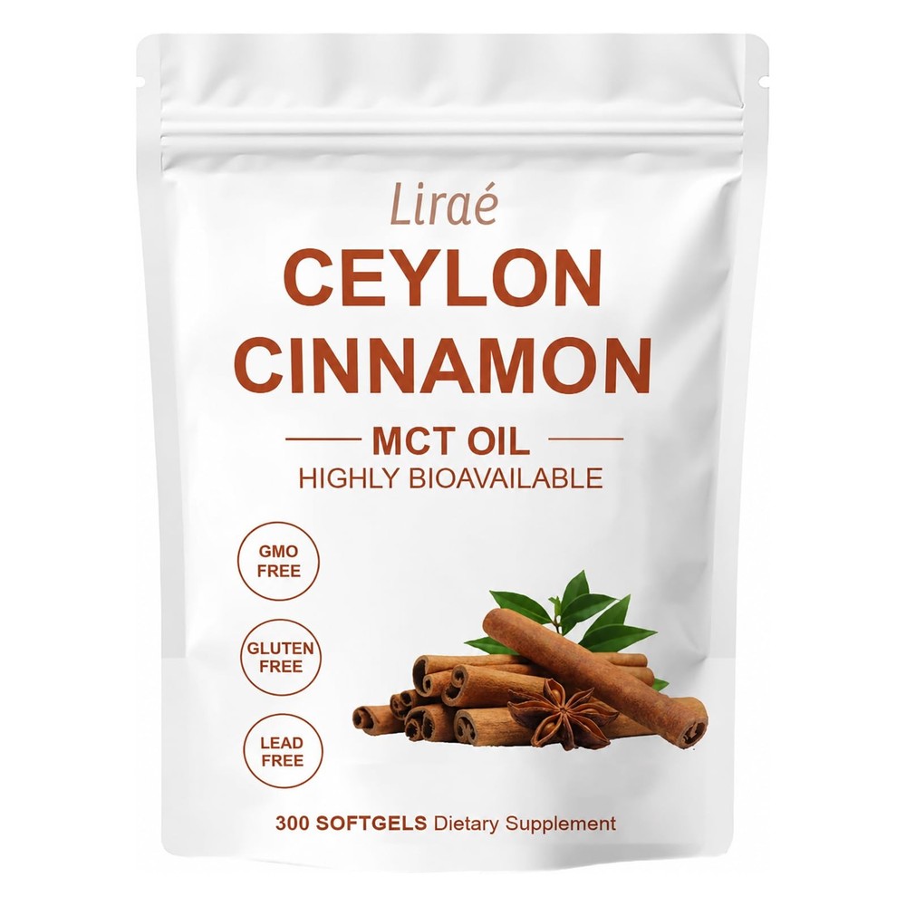 LIRAE Ceylon Cinnamon SoftGels with MCT Oil, Highly 300 Count (Pack of 1)