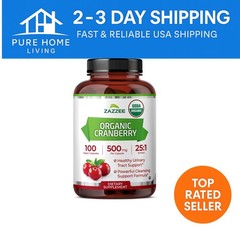 25:1 Concentrated Organic Cranberry Capsules – 100% Vegetarian, 100 Count Bottle