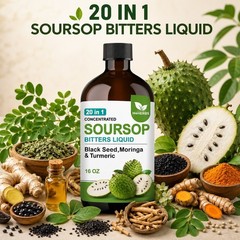 H4HERBS Soursop Bitters Liquid 3 Pack | 20-in-1 Herbal Blend | Black Seed
