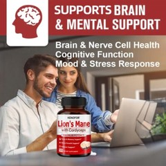 Lion’s Mane Supplement-Brain Booster,Support Focus, Cognition, Memory & Immunity
