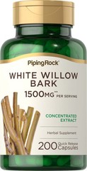 White Willow Bark Capsules | 1500mg | 200 Count | Gluten Free | by Piping Rock