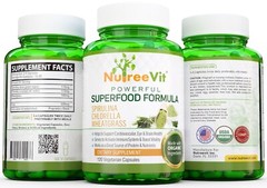 PURE ORGANIC SPIRULINA + CHLORELLA + WHEATGRASS EXTRACT CAPSULES (500mg)