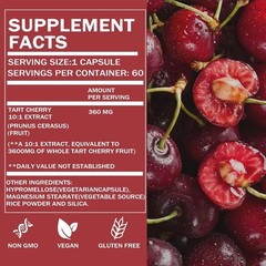 Tart Cherry Extract Capsules in 60 Count – High-Concentration Formula