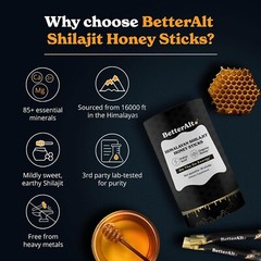 Better Alt Pure Himalayan Shilajit Sticks with Organic Honey, Saffron