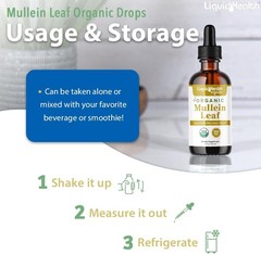 LIQUIDHEALTH USDA Organic Mullein Leaf Extract Drops for Lungs – Herbal Cleansin