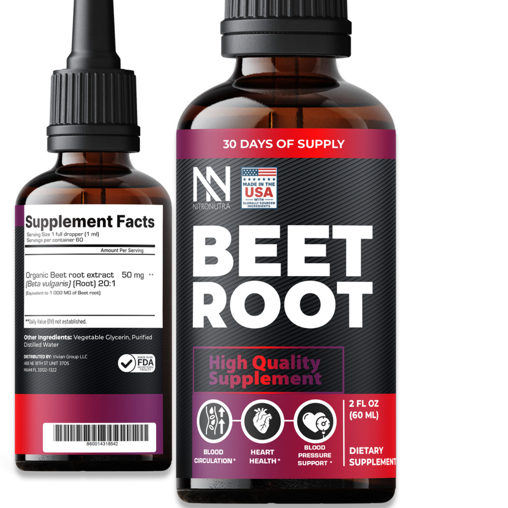 Beet Root Extract Liquid Drops 2oz Nitric Oxide Blood Pressure Circulation USA