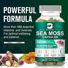 240 Pills Organic Sea Moss Capsules Irish Sea Moss with Bladderwrack Burdock