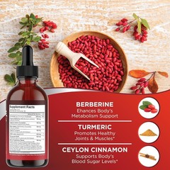 Berberine with Ceylon Cinnamon Supplement Liquid Drops + Bitter Melon Extract