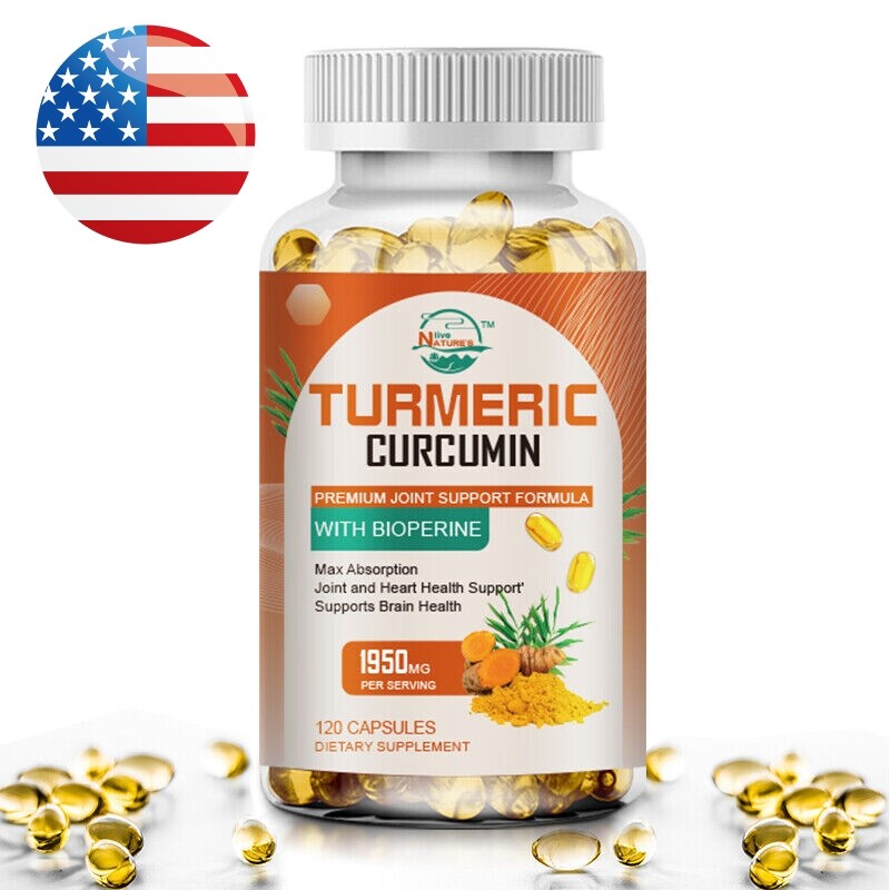 Turmeric Curcumin Highest Potency 95% 1950mg with BioPerine 120 Capsules