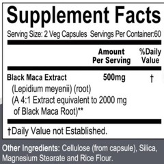 Black Maca Root 2000mg per caps (4:1 Extract) 120 Veggie Capsules