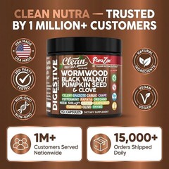 Clean Nutra Wormwood Black Walnut Pumpkin Seed Clove Oil Celery Garlic Grape Pap