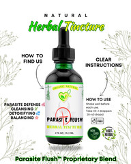 Parasite Flush Tincture Organic Liquid Herbal Drops Detox 2 FL OZ Concentrated