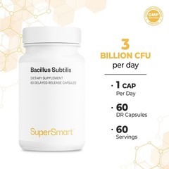 Supersmart – Bacillus Subtilis 3 Billion CFU per Day 60 Count (Pack of 1)