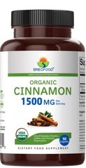Organic Cinnamon 1500mg, 45 Servings, Vegetarian, Gluten 90 Count (Pack of 1)