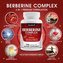 Premium Berberine HCL 1800mg Immune Health,Blood Sugar Support 30/60/120Capsules
