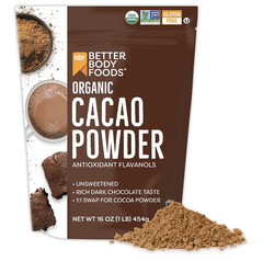 BetterBody Foods Organic Cacao Powder, Rich Chocolate 16 Ounce (Pack of 1)