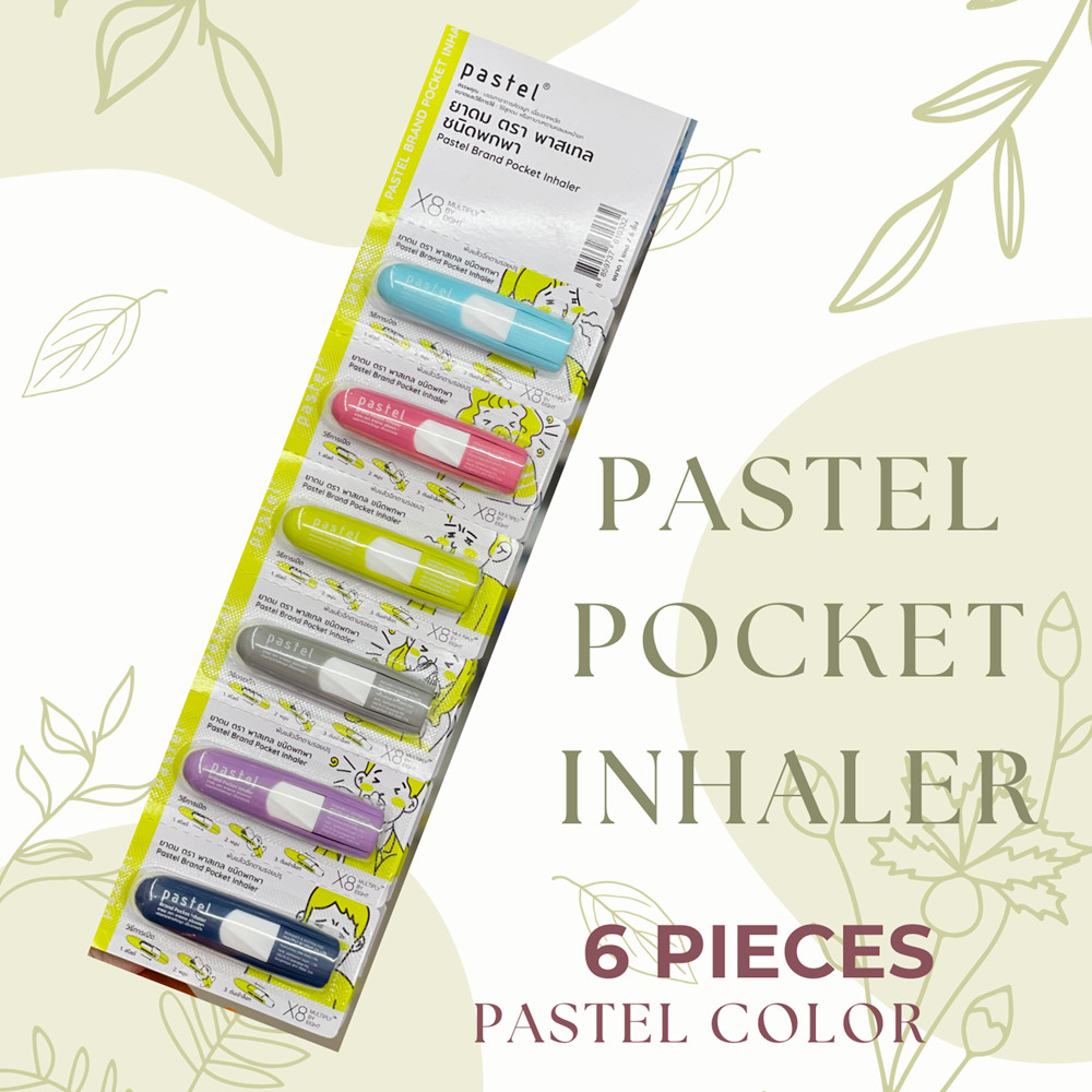 Inhaler for Cold Pastel Pocket Light Menthol fresh Nasal Congestion Relief 6 Pcs