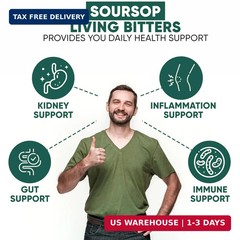 Herboganic Soursop Living Bitters for overall Health and Pack of 2 | 16 Oz