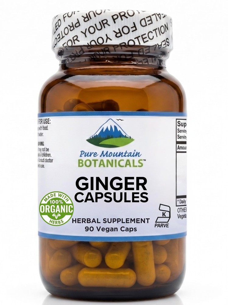 Ginger Capsules – 1000mg Organic Ginger Root – 90 Count – Kosher Vegan Non-GM…