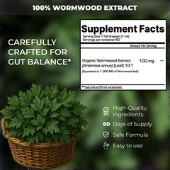 Wormwood Extract Liquid Drops Gut Health Pure Detox Cleanse Herbal Tincture 2oz