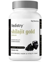 Vedistry Shilajeet Gold 60 Tablets Boost Muscle Growth Stamina 24 Carat Gold Z74