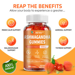 3Packs Organic Ashwagandha 5000mg Gummies High Quality Dietary Supplement,