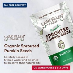 Lark Ellen Farm Organic Sprouted Pumpkin Seeds, Unsalted, 14 oz (1-Pack) | Raw s