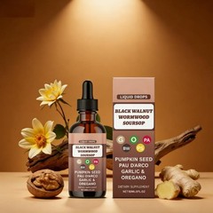 Walnut Black Wormwood Soursop Drops , Pumpkin Seed , Garlic , Oregano , 60 AMK