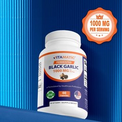 2 Pack – Vitamatic Fermented Black Garlic Extract 1000 mg 60 Capsules Non-GMO