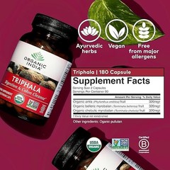 Organic India Triphala Capsules USDA Organic Herbal Supplement 180 Caps USA 2026