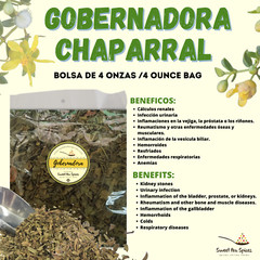 Gobernadora Herbal Mexican Tea 4 oz-113g. Chaparral Leaf Bladder Vejiga Support