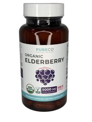 PURE CO USDA Organic Elderberry Capsules – 500mg 101 Sambucus Black Elderberry