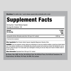 Sarsaparilla Root Capsules | 1000mg | 120 Count | Non-GMO | by Piping Rock