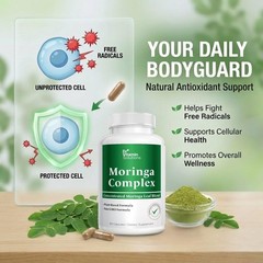Moringa Capsules 3-in-1 Leaf Extract Energy Immune Support 60 Count