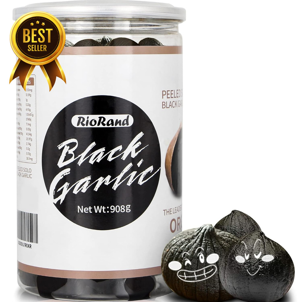 Black Garlic 908g 2 lb Jar Whole Peeled Aged 90 Days Ready to Eat No Preservativ