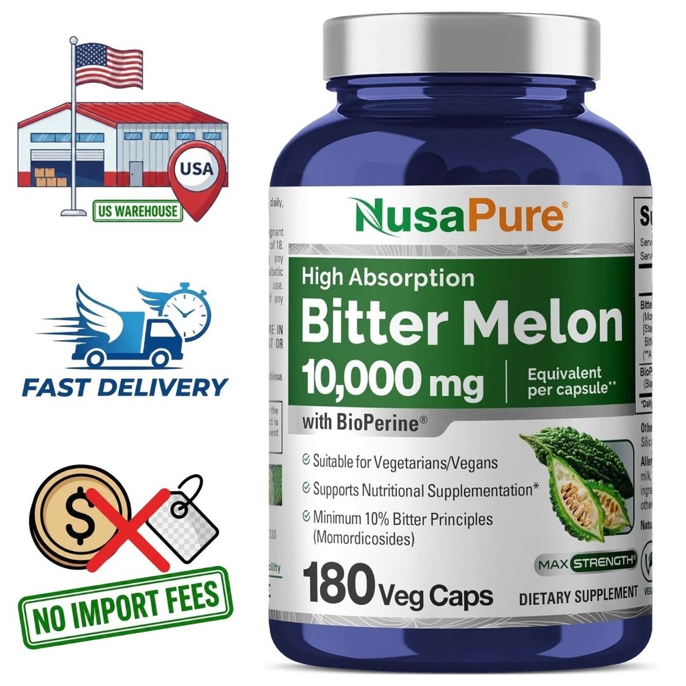 BITTER MELON Extract 10000MG with Bioperine 180 Capsules – 6 MONTH SUPPLY