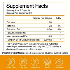 Pumpkin Seed Extract 2000mg 120 Capsules | Prostate & Urinary Health Support