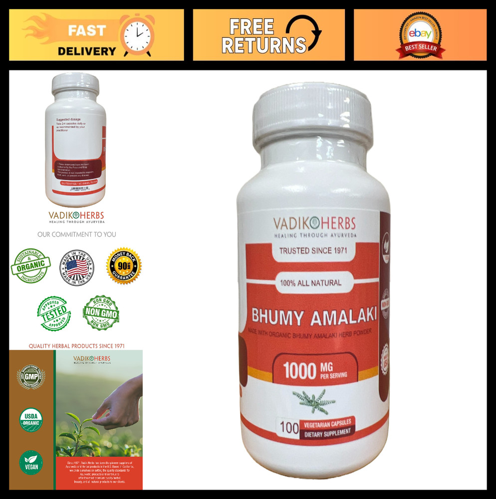 Organic Bhumy Amalaki Powder 100 Vegicaps – Certified Herbal Supplement, Immune