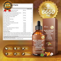 25-In-1 Liposomal Black Walnut Wormwood Clove Tincture, Cleanse for Humans Drops