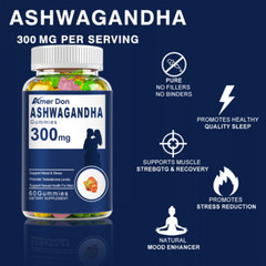 (3 pack) Ashwagandha Gummies 300mg Organic Root Extract Supplement Women & Men