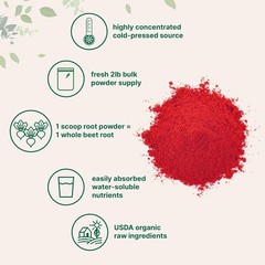 Organic Beet Root Powder, 2 Pounds | Cold Pressed, Water Soluble, High