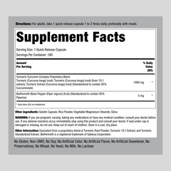 Turmeric Curcumin with Black Pepper | 1000mg | 180 Capsules | by Piping Rock