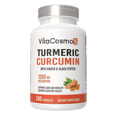 VitaCosmoX Turmeric Curcumin with Bioperine 1200mg 240 Veggie Capsules